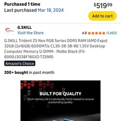 G.SKILL Trident Z5 Neo RGB Series DDR5 RAM (AMD Expo)