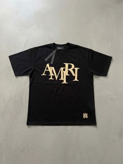 AMIRI "Staggered Logo" T-Shirt Black and Yellow - Size Medium