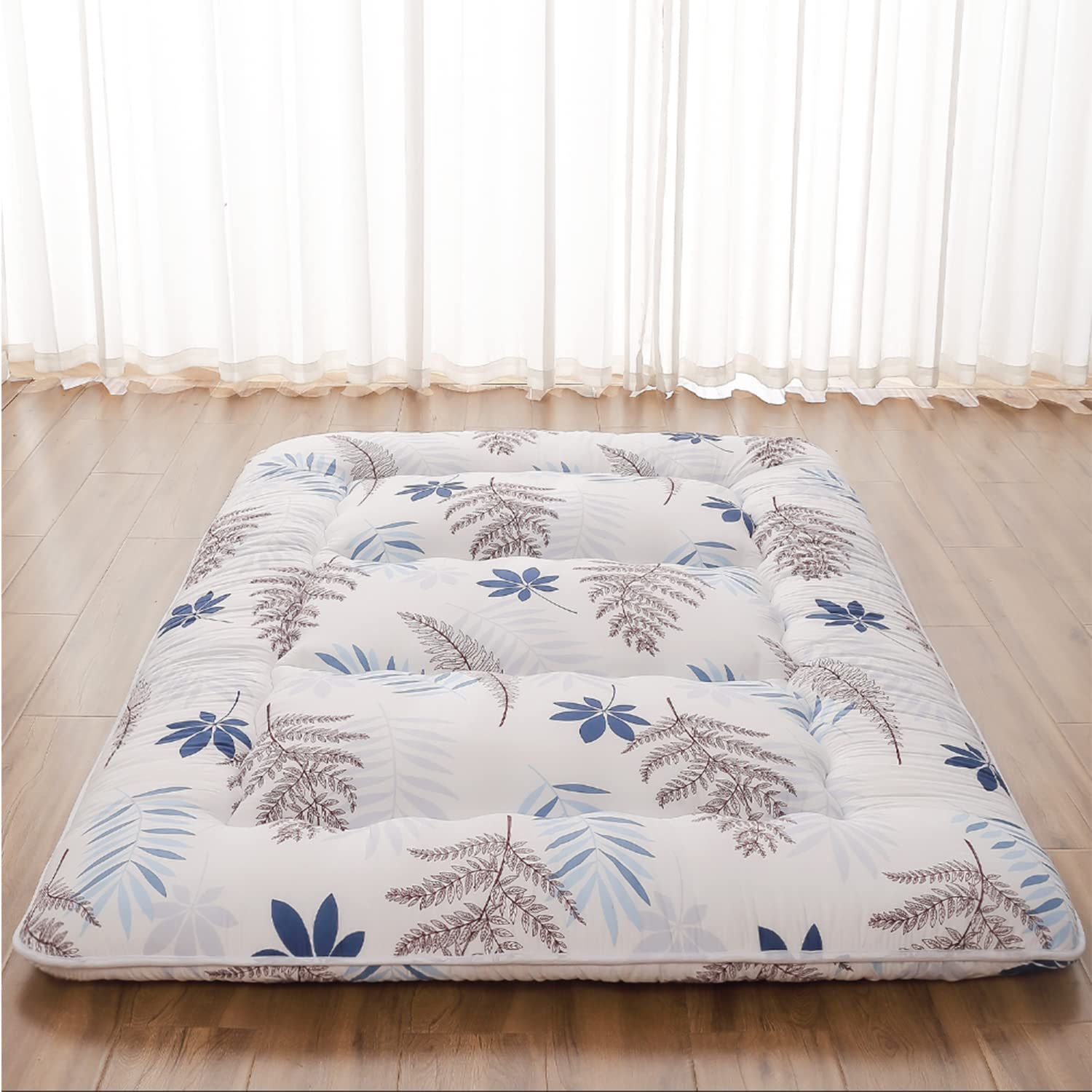 White Leaf Roll Up Mattress Thick Tatami Mattress Suitable for Camping