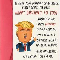 Funny Trump Birthday Card for Women Men, Humorous Birthday Gifts Card  2 Cards