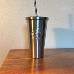 Starbucks 2014 stainless steel Tumblr with lid and straw