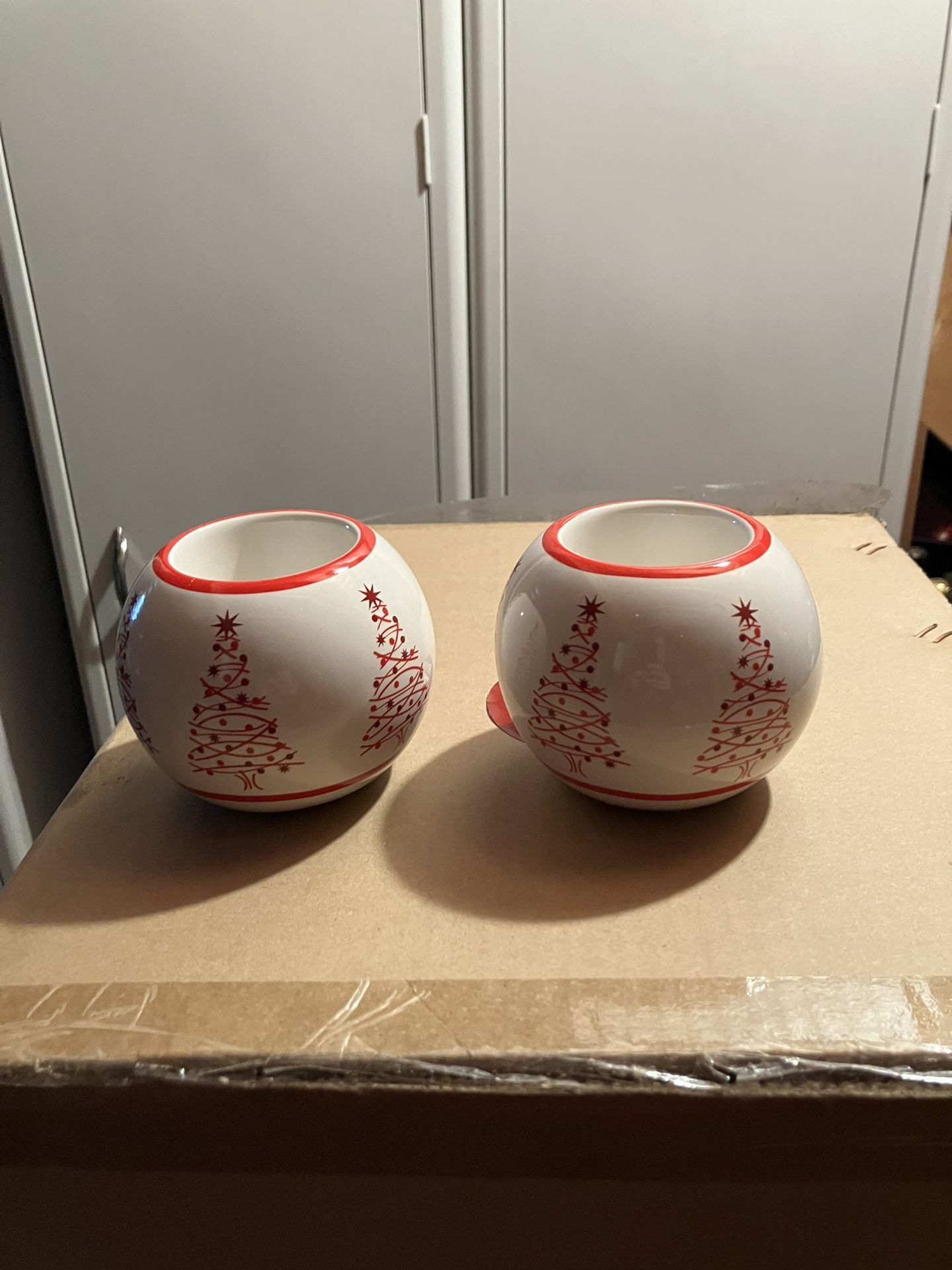 Two Christmas Votive Candle Holders New