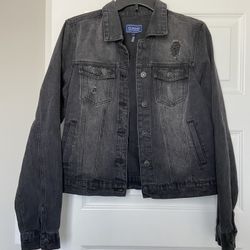 NWT Black Distressed Denim Jacket