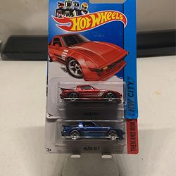 Pair Mazda Rx7 Blue And Red  Hot Wheels 