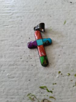 Sterli.g Silver Stone Cross