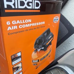Ridgid 6 Gal. 150 PSI Portable Electric Oil-Free Jobsite Pancake Air Compressor with Dual Pressure Gauges and 2-Quick Couplers new $90 firm