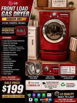 LG Front Load Gas Dryer with Pedestal