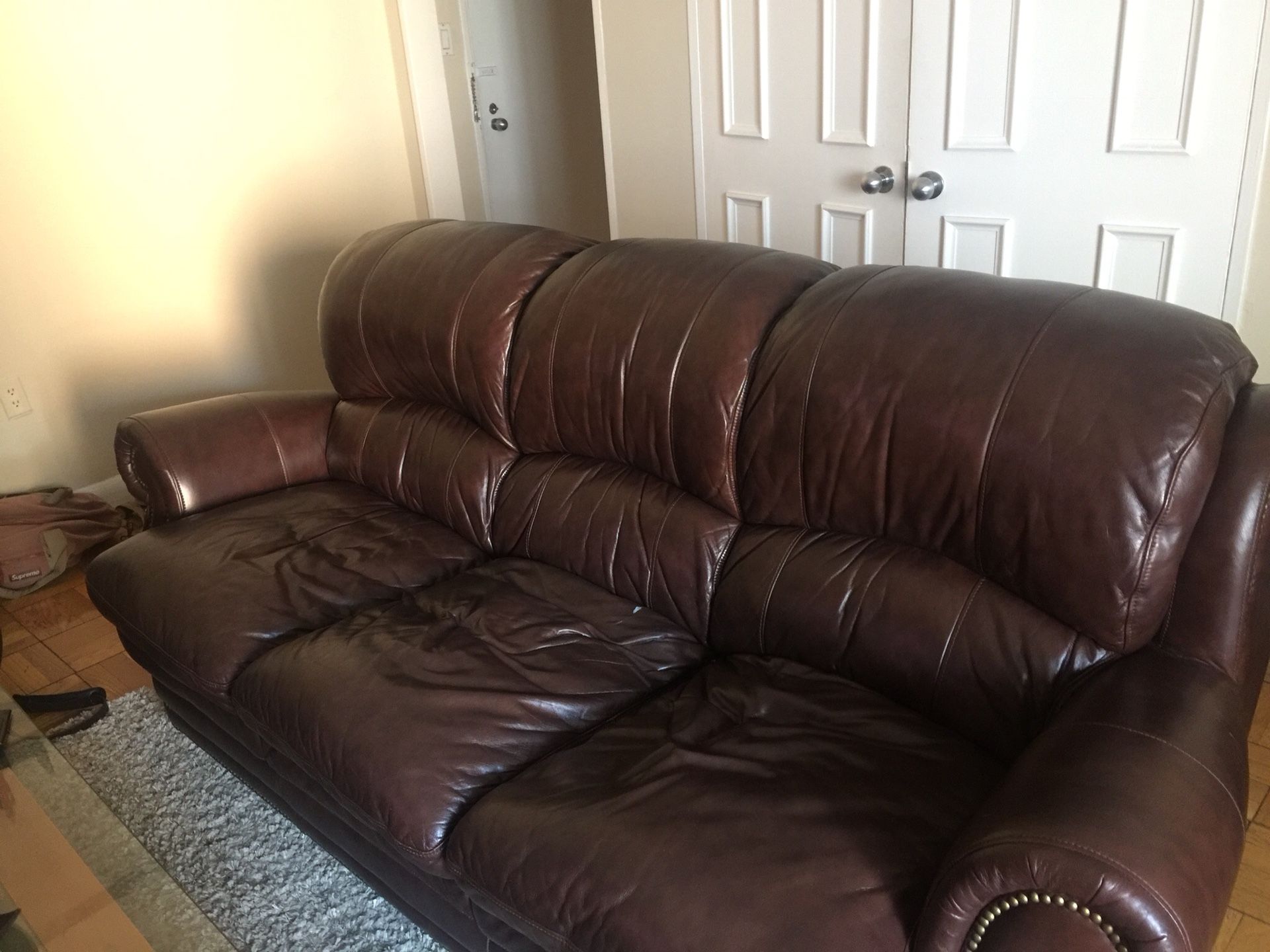 Leather sofa + loveseat for sale. 200 OBO