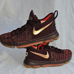 Nike Zoom KD 9 The Sauce Men's Low Top Lace-Up Mesh Burgundy Orange 852409-696