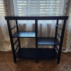 Black Metal & Wood Adjustable Shelf