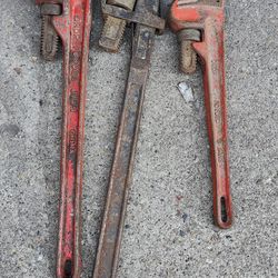 Pipe wrenches 2 x 24" and 1 18"