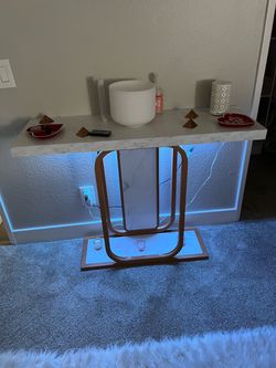 Console Table with LED Lights and Marble Top