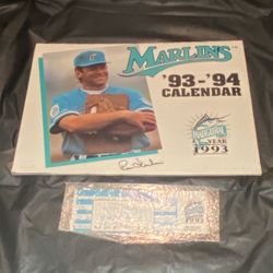 Florida Marlins 1993 Opening Day Ticket Stub And Calendar 
