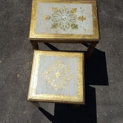 VINTAGE 1970s Gold doorway/flower tables