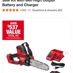 Milwaukee M18 FUEL 8 in. 18V Lithium-Ion Brushless HATCHET Pruning Saw Kit with 6Ah High Output Battery and Charger