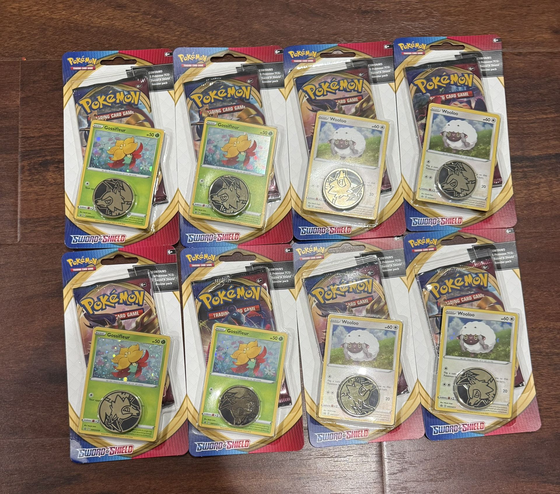 Pokemon TCG Sword & Shield Gossifleur Wooloo 8 xChecklane Blister Booster Packs