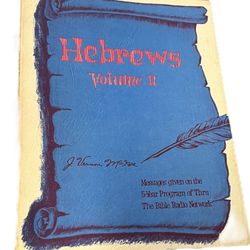 HEBREWS, Bible Study Paperbacks, Vol 2--158 pgs, J Vernon McGee.  This vintage paperback book titled "Hebrews Volume II" by J. Vernon McGee is a great