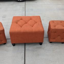 Orange Ottomans from Moore Furniture 