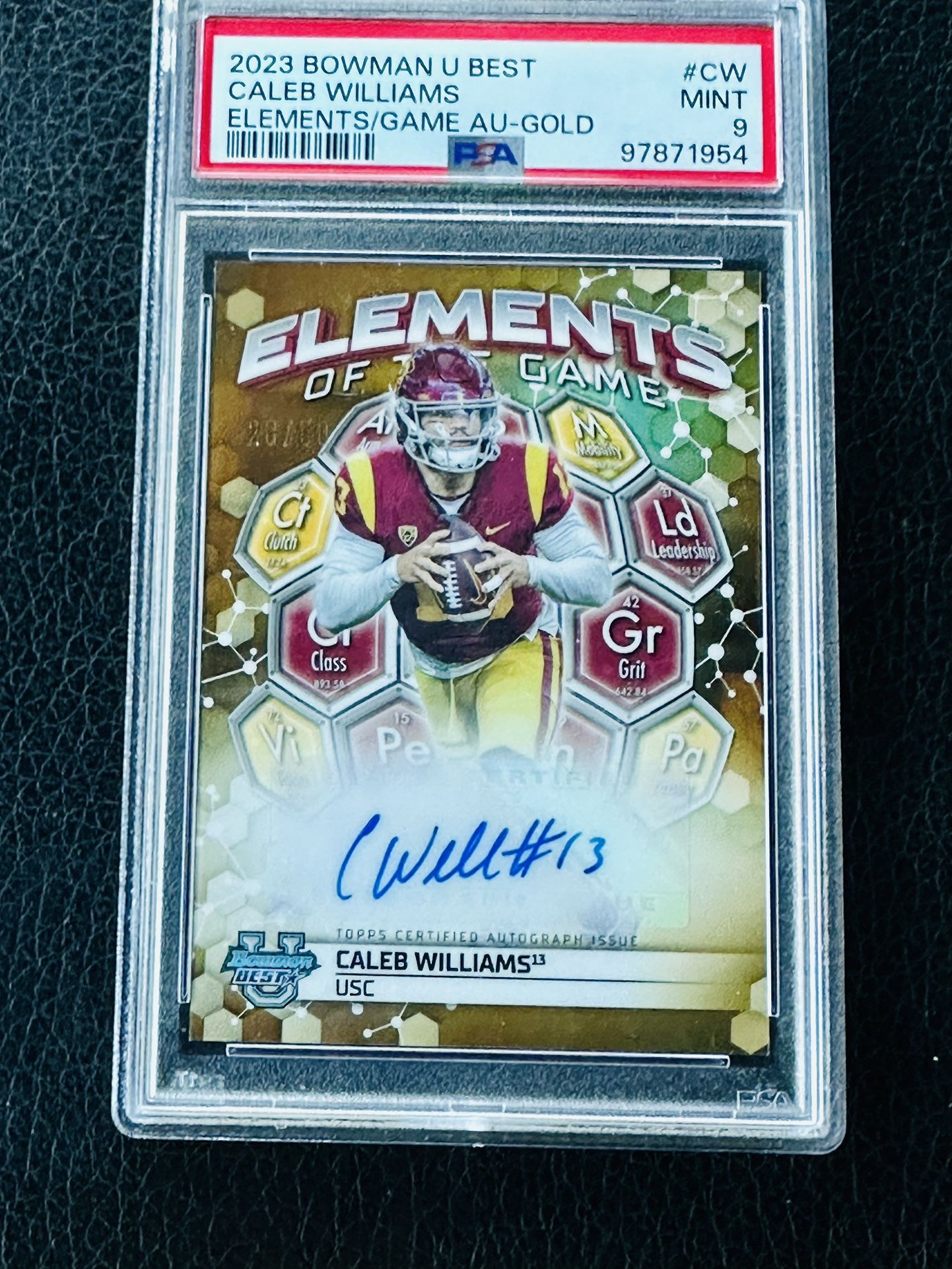Bowman Caleb Williams GOLD autoGRAPH number to /50