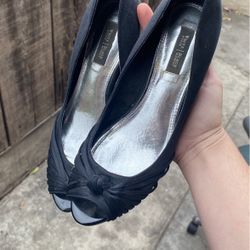 Size 8 Leather Sole Open Toe Heels