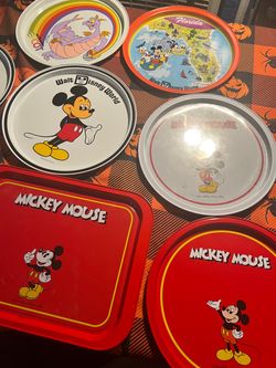 Vintage Walt Disney Mickey Mouse Metal Trays Set of 10