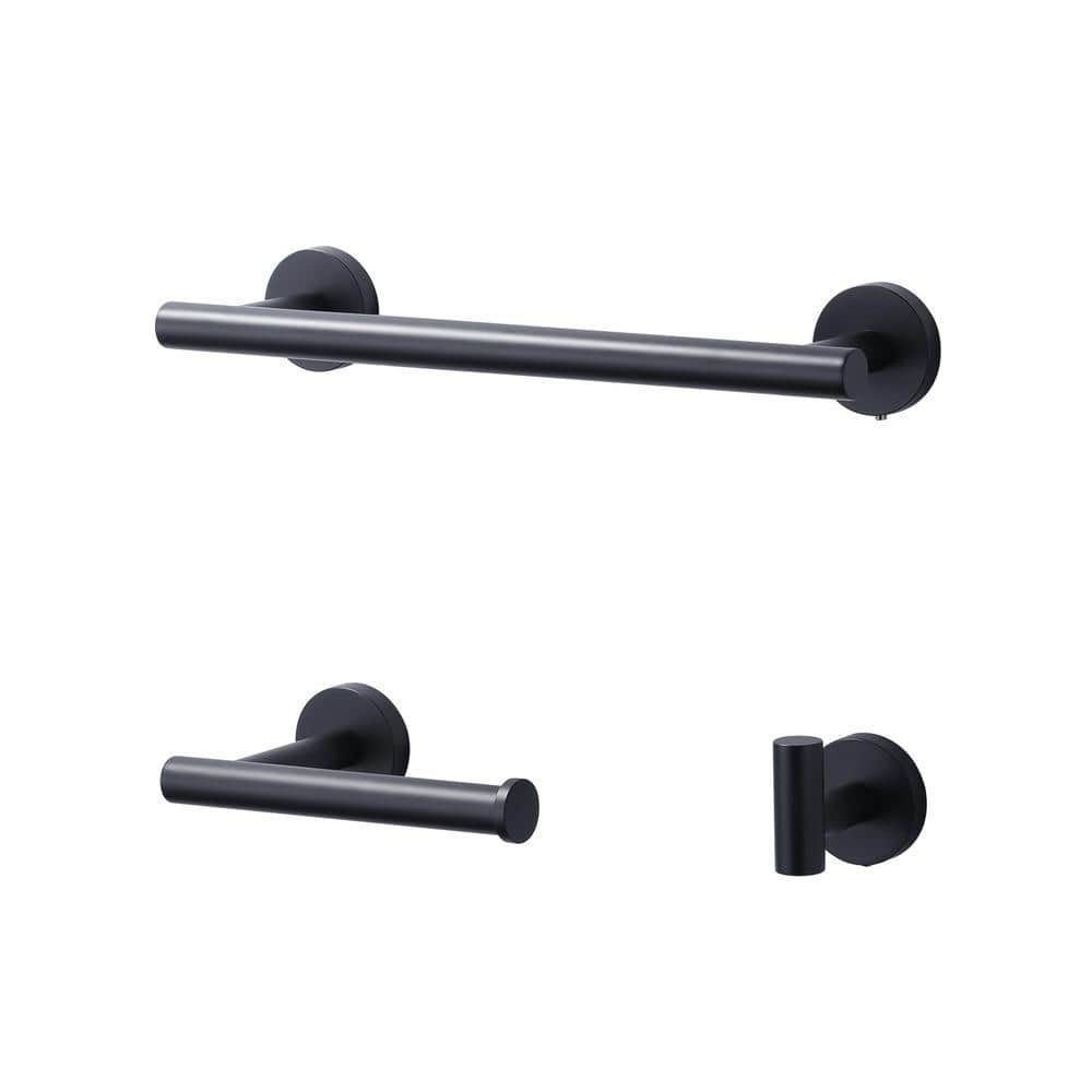 3-Pieces Bathroom Hardware Set in Matte Black