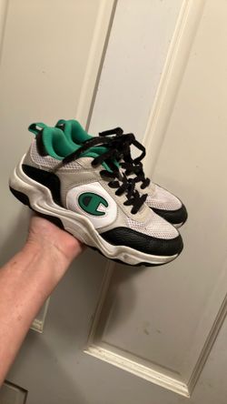School Age Kids Size 3 Champion White And Green Tennis Shoes