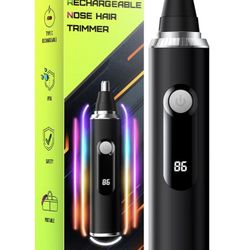 Nose Hair Trimmer for Men and Women, USB Rechargeable Electric Facial and Ear Hair Remover with LED Display, Dual-Edge Blades for Smooth, Painless Eye