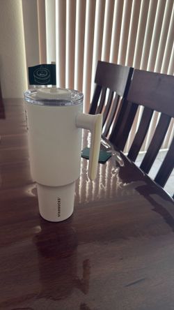 Starbucks 40 oz White Handled Tumbler w/ Straw - New