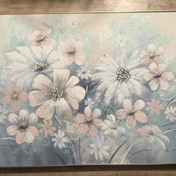 Original oil painting on canvas of flowers signed by the artist Lee Reynolds