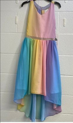 NEW Rare Editions Rainbow High-Low Dress Size 14