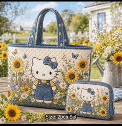 Hello Kitty Quilted Tote Bag and Pouch Set