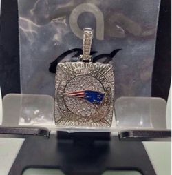 New England Patriots Championship Pendant - Iced White Gold By GLD SHOP NFL