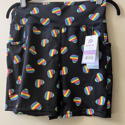 new pop fit harlow rainbow pride shorts size L