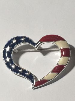 America Flag Vintage Silver Tone brooch