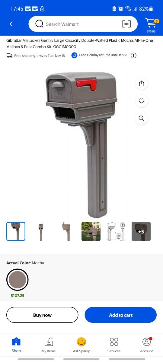 Gibraltar Mailboxes Gentry Large Capacity Double-Walled Plastic Mocha