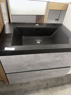 Forclover 30-in Cement Gray Single Sink Floating Bathroom Vanity