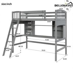 Kids Twin Loft Bed With Desk
