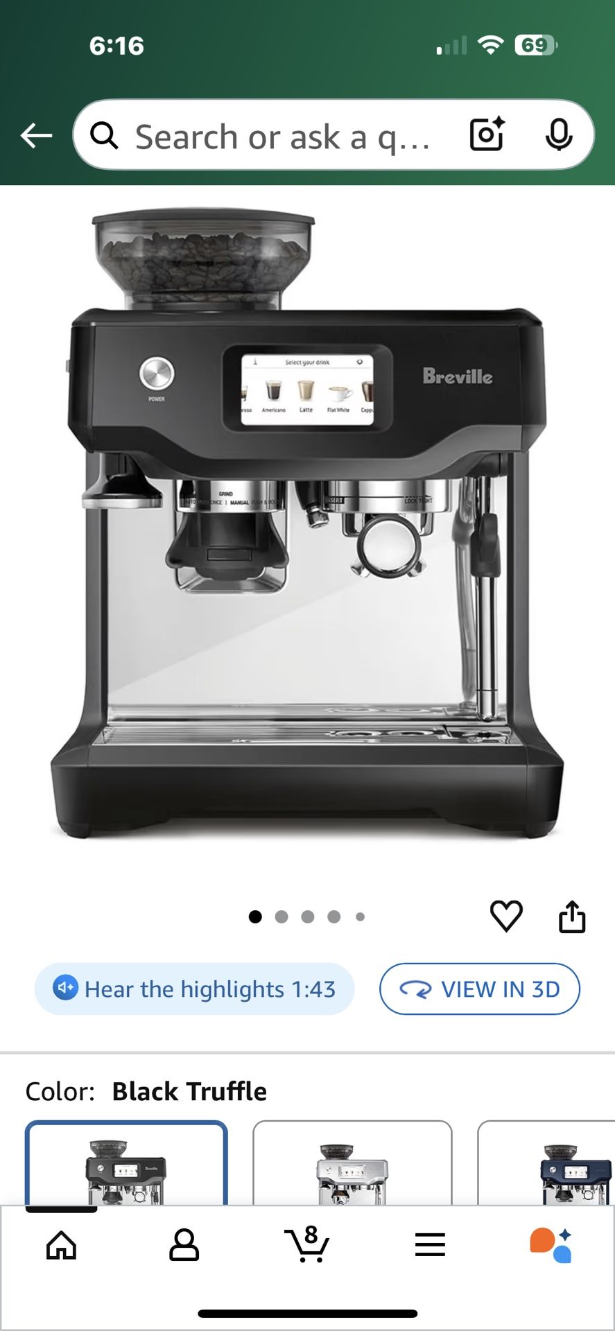 Breville barista touch espresso machine