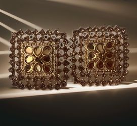 Braided metal square vintage earrings