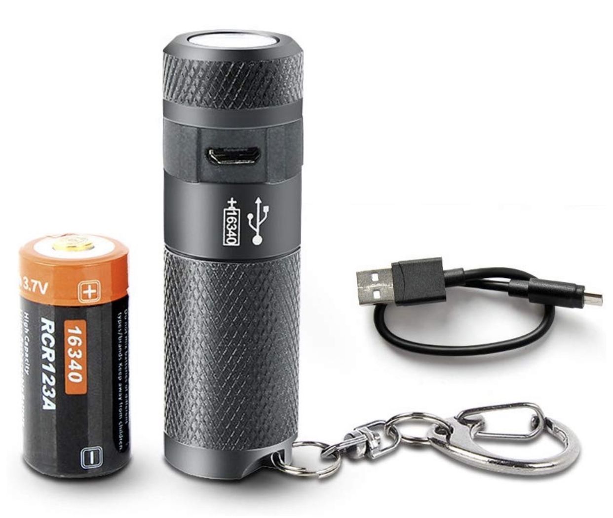 Mini Rechargeable Waterproof Super Bright 200 lumens LED Flashlight Keychain Light