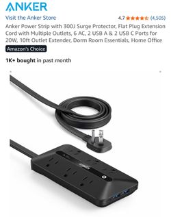 Anker Power Strip with 300J Surge Protector Black 10ft