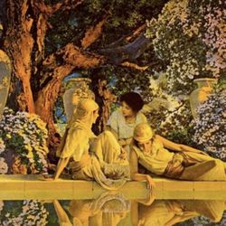 GARDEN OF ALLAH Original Vintage Print Poster Maxfield Parrish Art Deco Nouveau Fine Artist Antique Collectible Neoclassical Allegory Allegorical Pain
