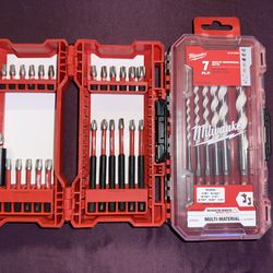Milwaukee Shockwave Carbide Multi Material Drill Bit Set (7-Piece) and Milwaukee Shockwave Impact Duty (27pieces)  Local pick up   Cash only