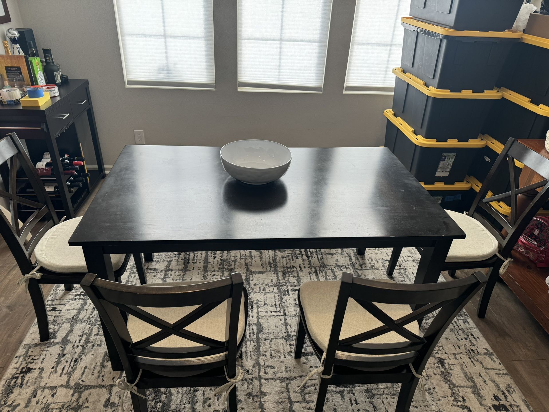 Dining Room Table, With Chairs & Bench