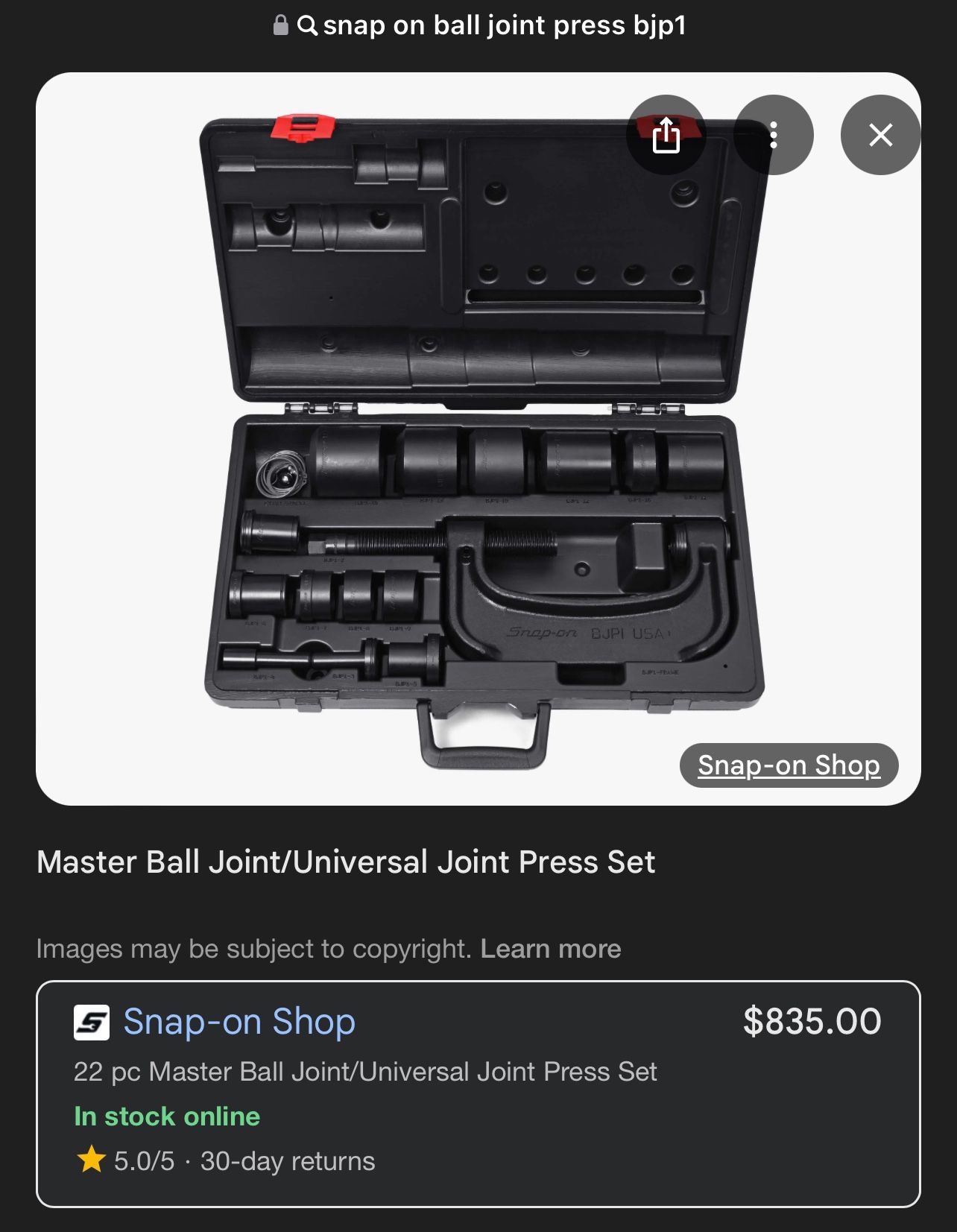 Snap-On Master Ball Joint/Universal Joint Press Set BJP1