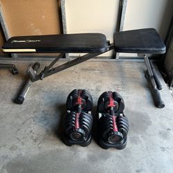 Dumbbell Adjustable Weights BowFlex 5-52.5lb with Weight Bench Press