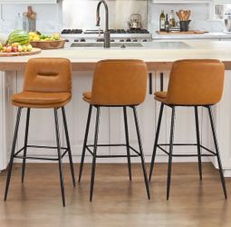 3X Whiskey brown 30” faux leather barstools