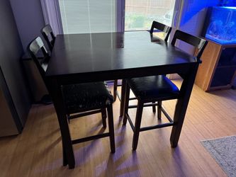 Black Bar Height Dining Table with 4 Chairs