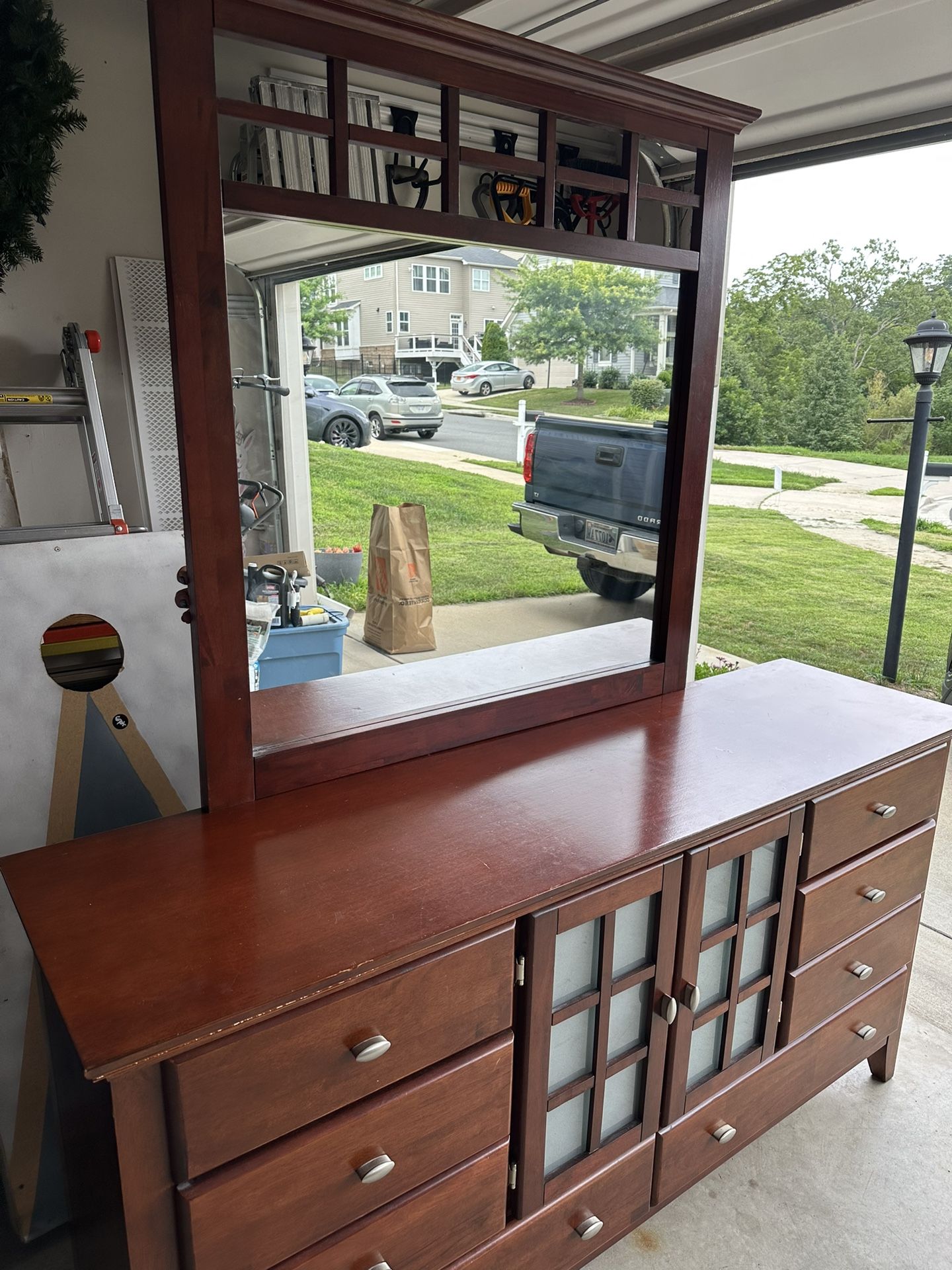 King Bed Frame and Dresser With Mirror